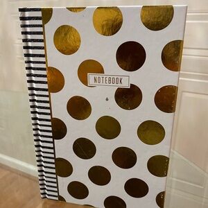 Brand New Hard Cover Gold Polka Dot Notebook 6x8.5”